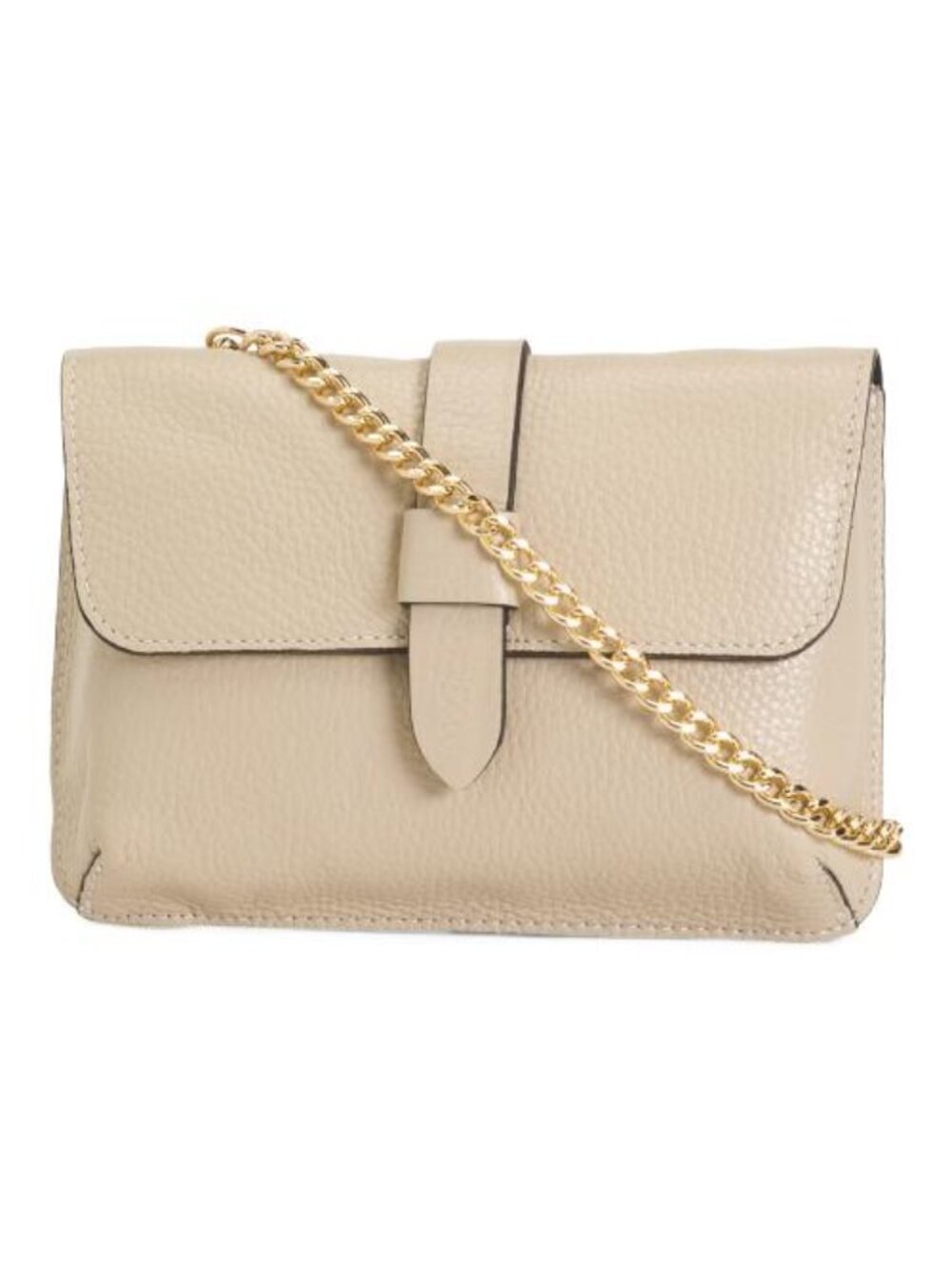DIVINA Made In Italy Leather Tab Pouch With Chain Shoulder Strap